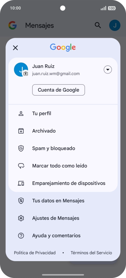 Pulsa Ajustes de Mensajes.