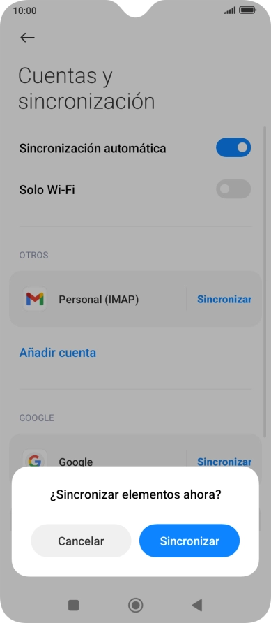 Si activas la función, pulsa Sincronizar.