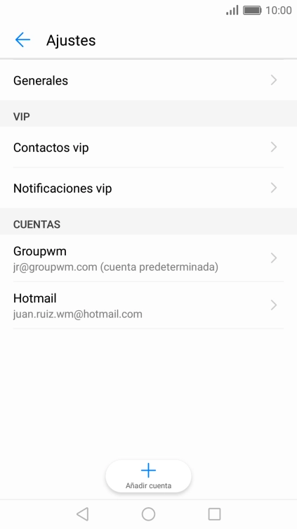 Pulsa la cuenta de correo electrónico deseada.