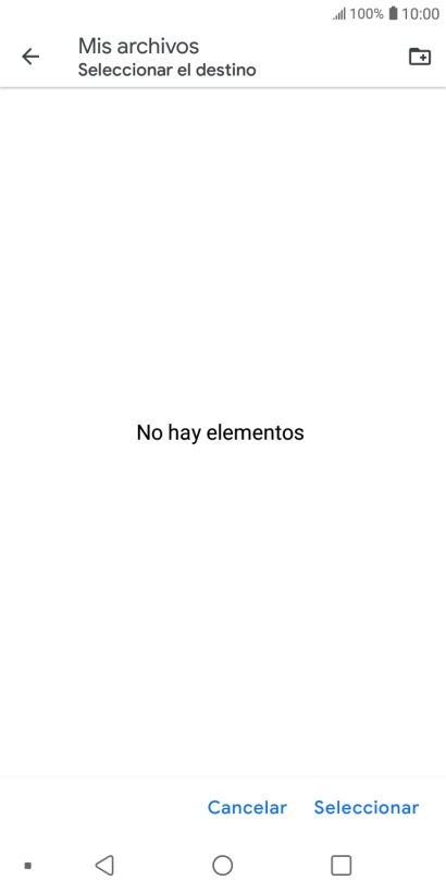 Si deseas crear una nueva carpeta, pulsa el icono de nueva carpeta y sigue las indicaciones de la pantalla para crearla.