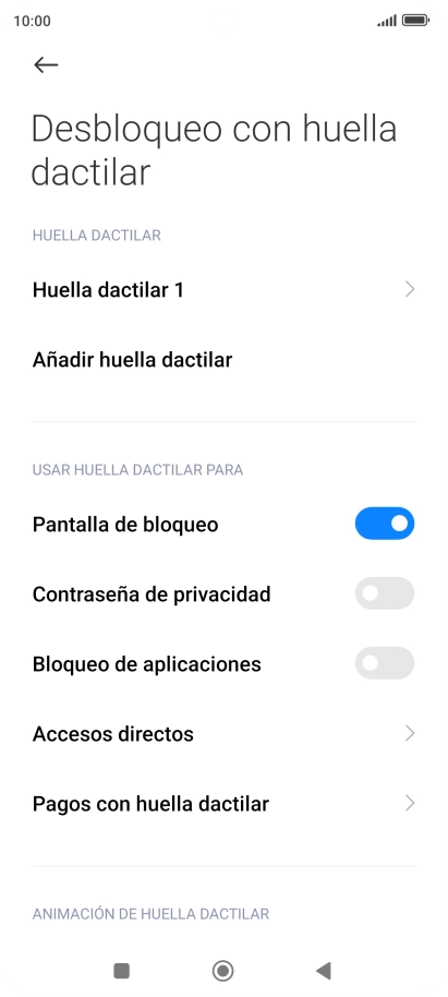 Pulsa  el indicador junto a los ajustes deseados para activarlos o desactivarlos.