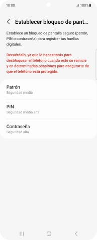 Pulsa el código de seguridad deseado y sigue las indicaciones de la pantalla para crear un código de seguridad del teléfono adicional.