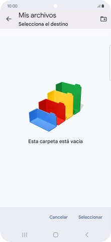 Si deseas crear una nueva carpeta, pulsa el icono de nueva carpeta y sigue las indicaciones de la pantalla para crearla.