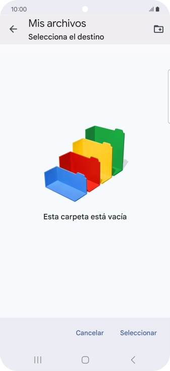 Si deseas crear una nueva carpeta, pulsa el icono de nueva carpeta y sigue las indicaciones de la pantalla para crearla.