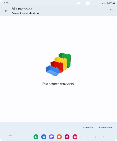 Si deseas crear una nueva carpeta, pulsa el icono de nueva carpeta y sigue las indicaciones de la pantalla para crearla.