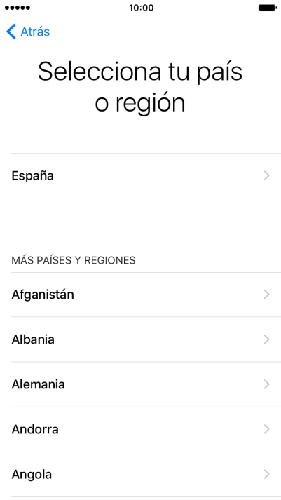 Pulsa el país o el área deseados.