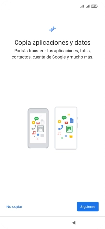 Puedes transferir el contenido de otro teléfono cuando activas tu teléfono por primera vez y cuando lo has restablecido. Cuando aparezca en la pantalla del teléfono esta imagen, ya está listo para la transmisión del contenido del otro teléfono.