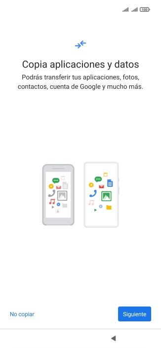 Puedes transferir el contenido de otro teléfono cuando activas tu teléfono por primera vez y cuando lo has restablecido. Cuando aparezca en la pantalla del teléfono esta imagen, ya está listo para la transmisión del contenido del otro teléfono.