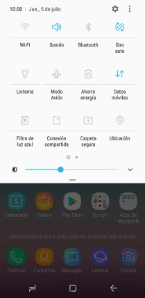 Pulsa el icono de datos móviles para activar o desactivar la función.