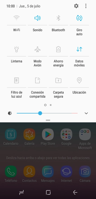Pulsa el icono de datos móviles para activar o desactivar la función.