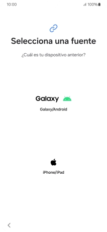 Pulsa el ajuste deseado y sigue las instrucciones de la pantalla para transferir el contenido del otro teléfono.