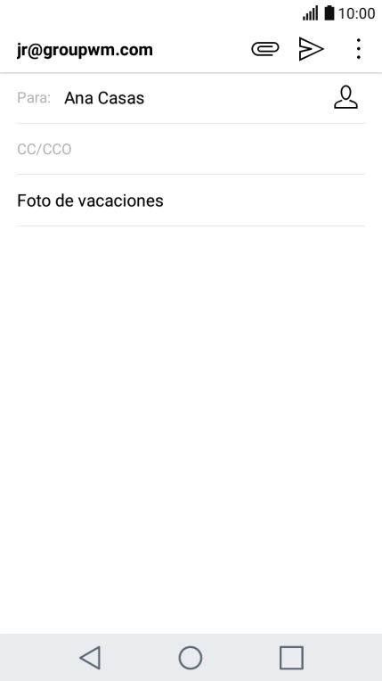 Pulsa en el campo de escritura  y escribe el texto del correo electrónico.