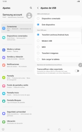 Pulsa Transferir archivos/Android Auto.