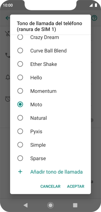 Pulsa Añadir tono de llamada y busca el timbre de llamada que quieras usar.