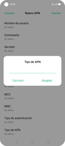 Introduce default y pulsa Aceptar.