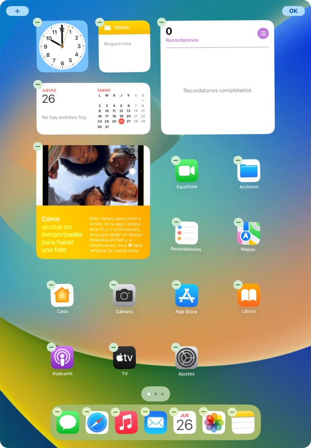 Pulsa el icono de página de pantalla de inicio.