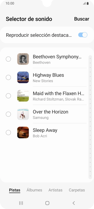 Pulsa los timbres de llamada deseados para escucharlos.