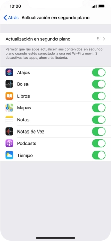 Pulsa Actualización en segundo plano.