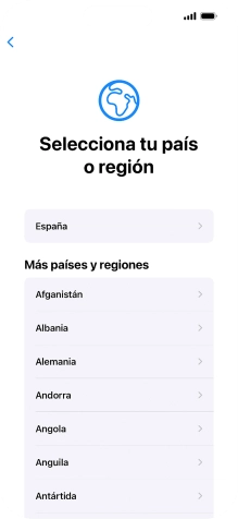 Pulsa el país o el área deseados.