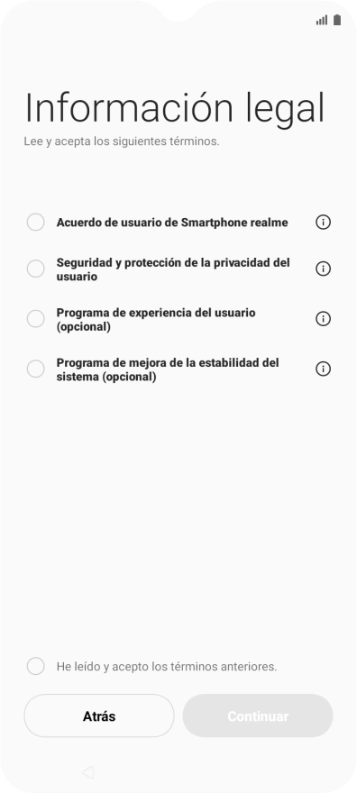 Pulsa en el campo junto a los ajustes deseados para seleccionarlos.
