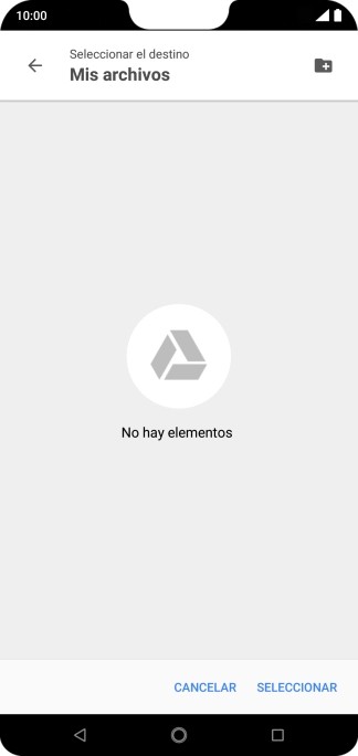 Si deseas crear una nueva carpeta, pulsa el icono de nueva carpeta y sigue las indicaciones de la pantalla para crearla.