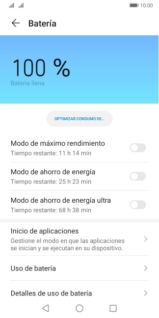 Pulsa el indicador junto al modo de ahorro de energía deseado para activar la función.