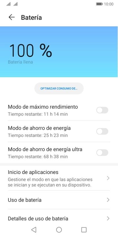 Pulsa el indicador junto al modo de ahorro de energía deseado para activar la función.