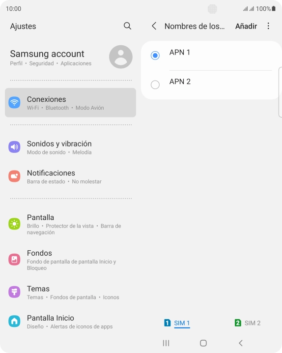 Pulsa en el campo junto a la conexión de datos para activarla.