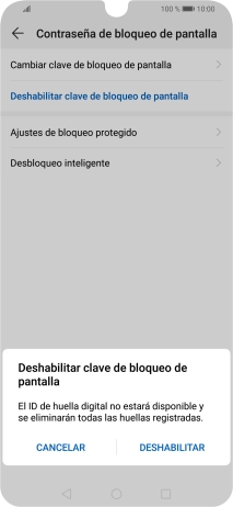 Introduce el código de seguridad actual y pulsa DESHABILITAR.