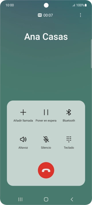 Pulsa el icono de finalizar llamada.