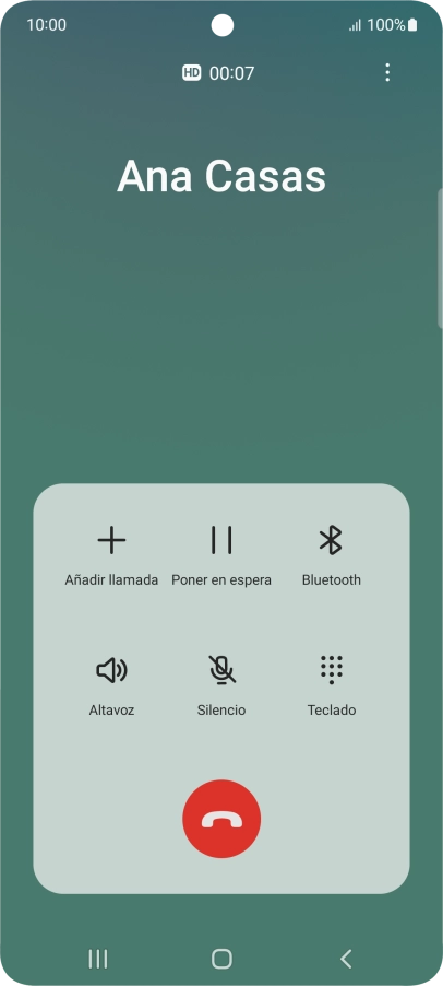 Pulsa el icono de finalizar llamada.