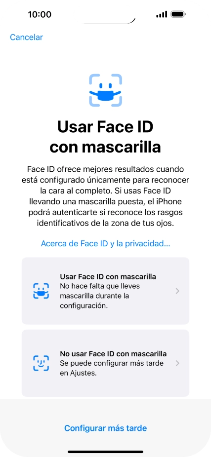 Pulsa Configurar más tarde.