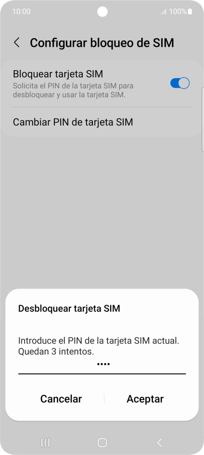 Introduce tu código PIN y pulsa Aceptar.