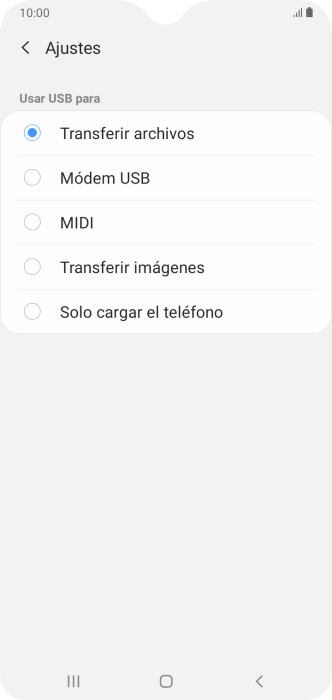 Pulsa Transferir archivos para activar la función.