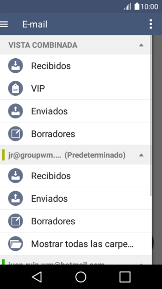 Pulsa la bandeja de entrada bajo la cuenta de correo electrónico deseada.