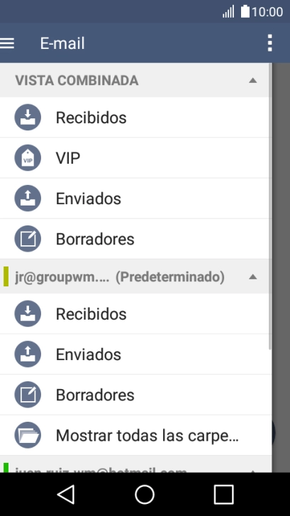 Pulsa la bandeja de entrada bajo la cuenta de correo electrónico deseada.