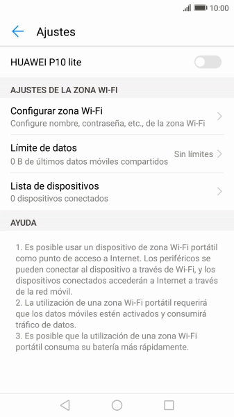 Pulsa Configurar zona Wi-Fi.