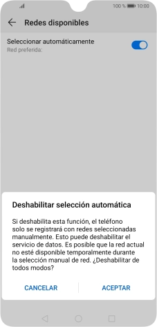 Pulsa ACEPTAR y espera mientras el teléfono está buscando redes.