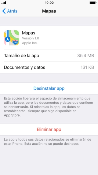 Pulsa Desinstalar app.