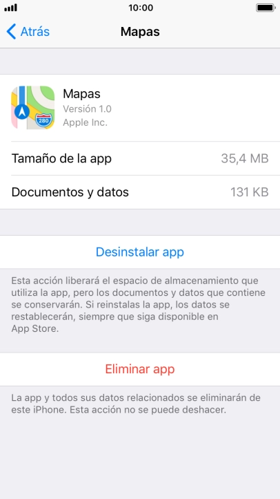 Pulsa Desinstalar app.