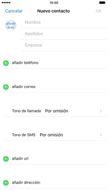 Pulsa Nombre e introduce el nombre.