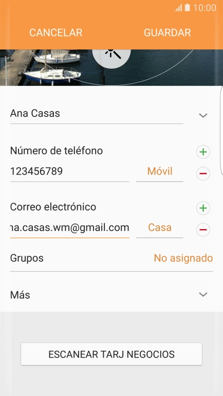 Pulsa en el campo junto a la dirección de correo electrónico.