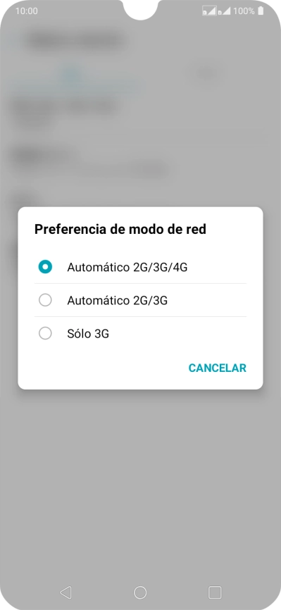 Pulsa el tipo de red deseado.