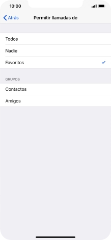 Pulsa el ajuste deseado para seleccionar qué contactos te pueden llamar cuando la función de 