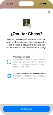 Pulsa Ocultar app.