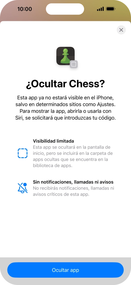 Pulsa Ocultar app.