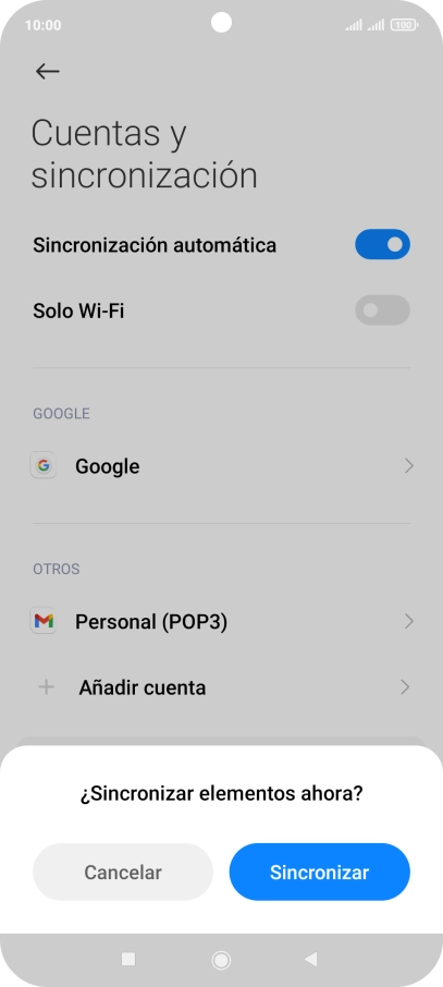 Si activas la función, pulsa Sincronizar.