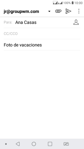 Pulsa en el campo de escritura  y escribe el texto del correo electrónico.