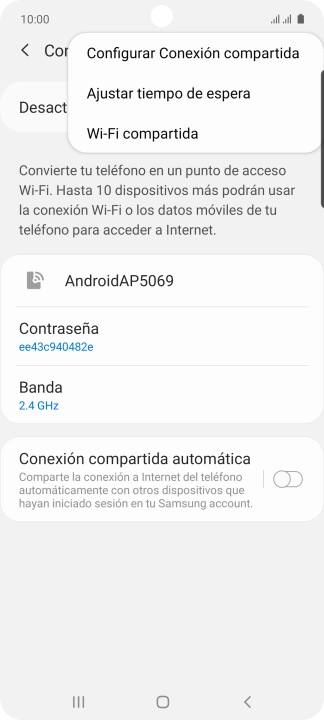 Pulsa Configurar Conexión compartida.