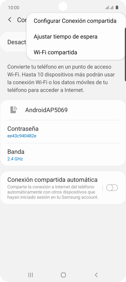 Pulsa Configurar Conexión compartida.